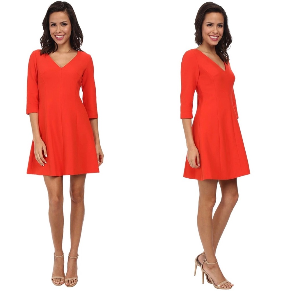 Trina Turk Nat Colette Double Luxe V-Neckline, A-Line Mini Dress. Size 2